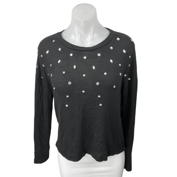 Divided by H&M Black Rhinestone Embellished Long Sleeve Sweater Top Size M - Picture 1 of 5